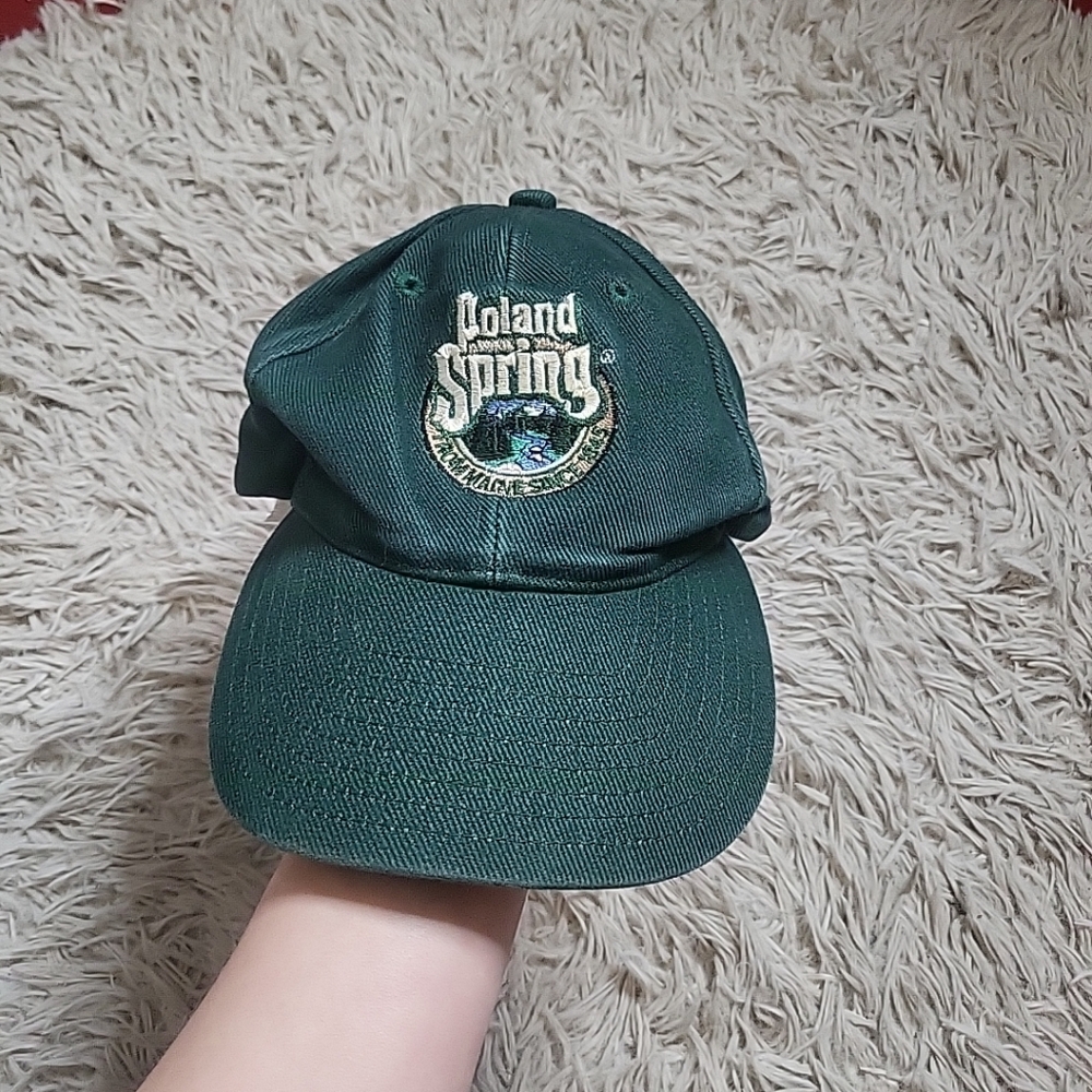 Vintage Poland Spring Hat Baseball Cap Green Streetwear Indie β¨οΈπ«